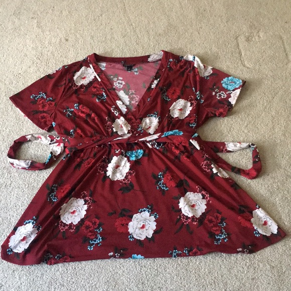 torrid Tops - Torrid red with flowers blouse